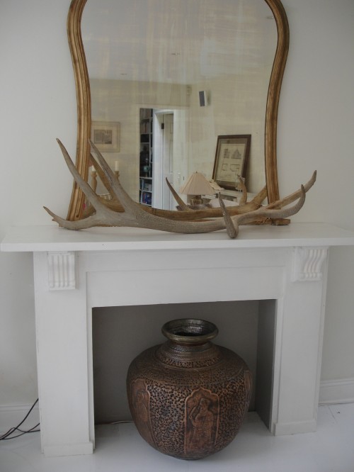 white mantlepiece fireplace after