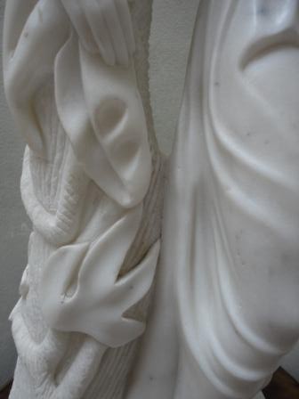 white carved marble