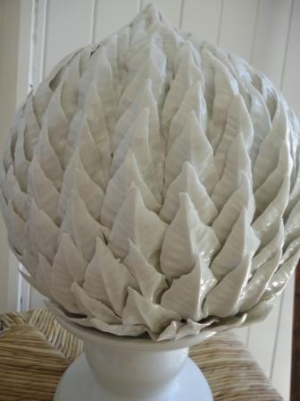 white ceramic artichoke