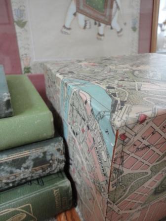 recovered vintage map box interiors recycled books